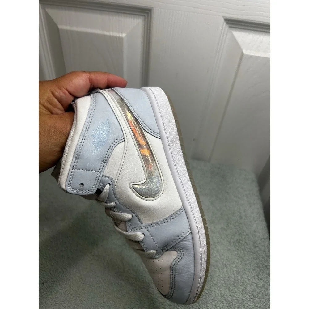 Nike Air Jordan 1 Mid GS White Ice Blue DQ9118-400 Youth Size 3Y Sneakers